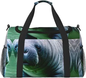 Manatee Animals Calf print Carry on Bag Underseat forTraveling Personal Item Bag Travel Duffel Bag Gym Bag for Women Men