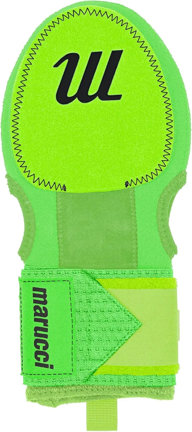 MARUCCI Youth Sliding Mitt, Black/Neon Green, Right & Left Hand Full Coverage Protection Neoprene Baseball Sliding Mitt, Wrist Strap, Dual Thumb Holes, 1 Mitt