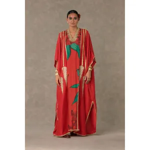 Masaba Red Candy Swirl Kaftan with Slip (Set of 2)