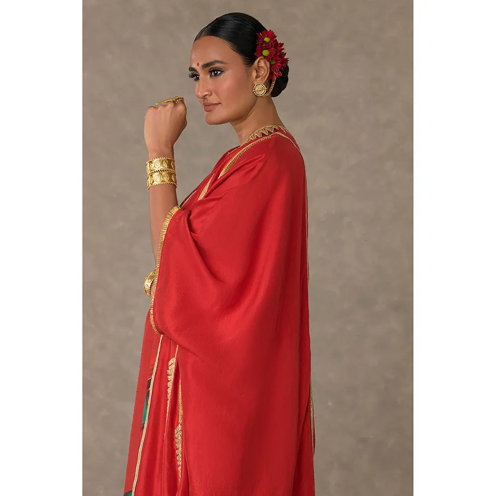 Masaba Red Candy Swirl Kaftan with Slip (Set of 2)