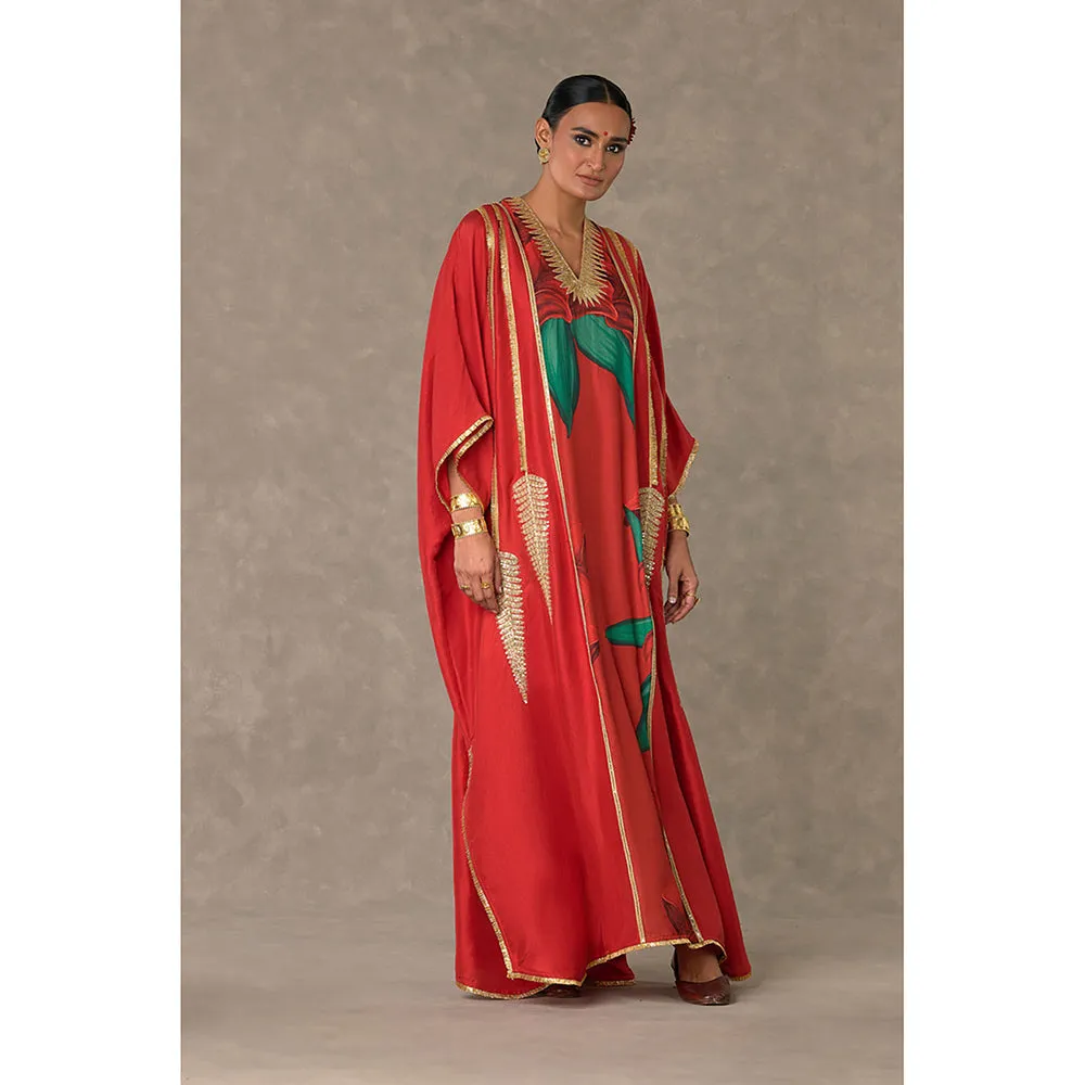 Masaba Red Candy Swirl Kaftan with Slip (Set of 2)