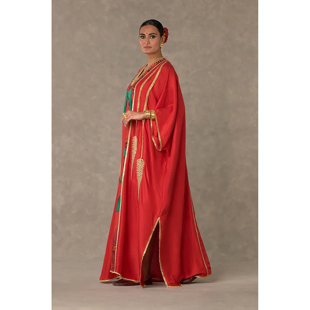 Masaba Red Candy Swirl Kaftan with Slip (Set of 2)