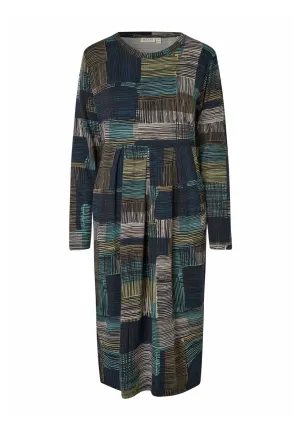 Masai Patchwork Print Jersey Dress, Green Multi