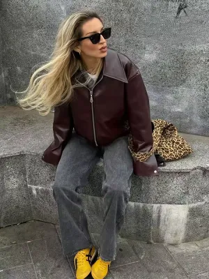 Masha - Retro Leather Patchwork Jacket