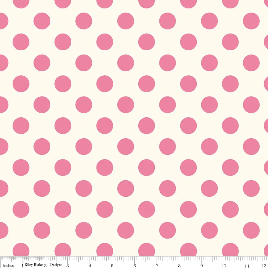 Medium Dot Hot Pink on Cream