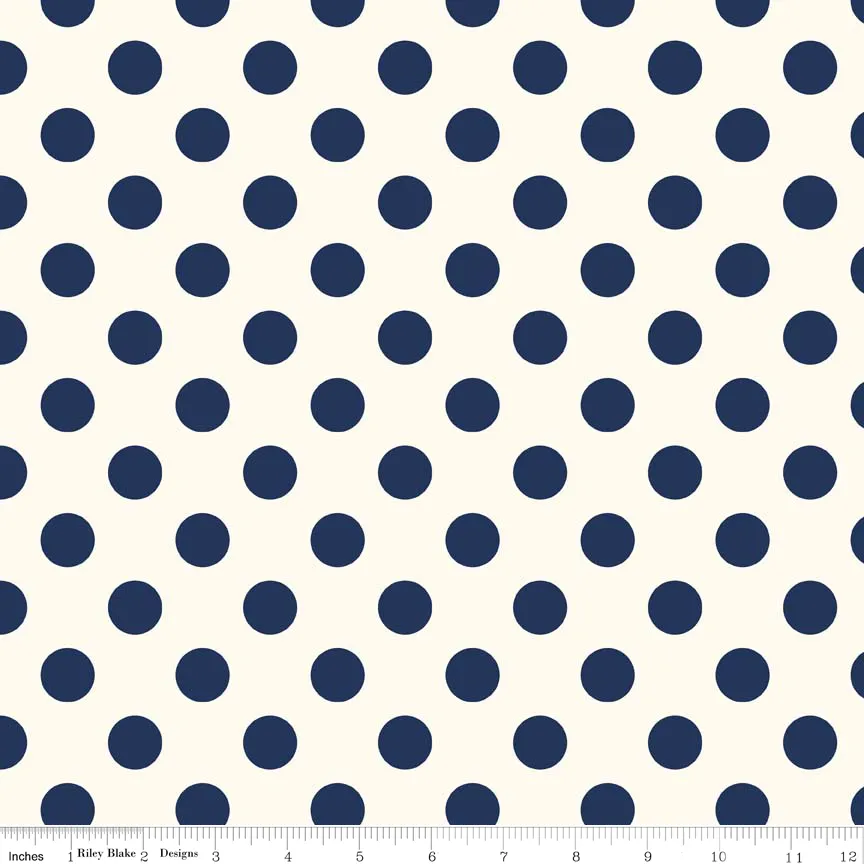 Medium Dot Navy on Cream