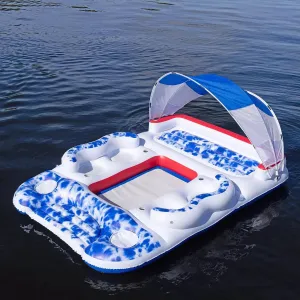 Member's Mark 6 Person Floating Island with Canopy (Patriotic Tie Dye)