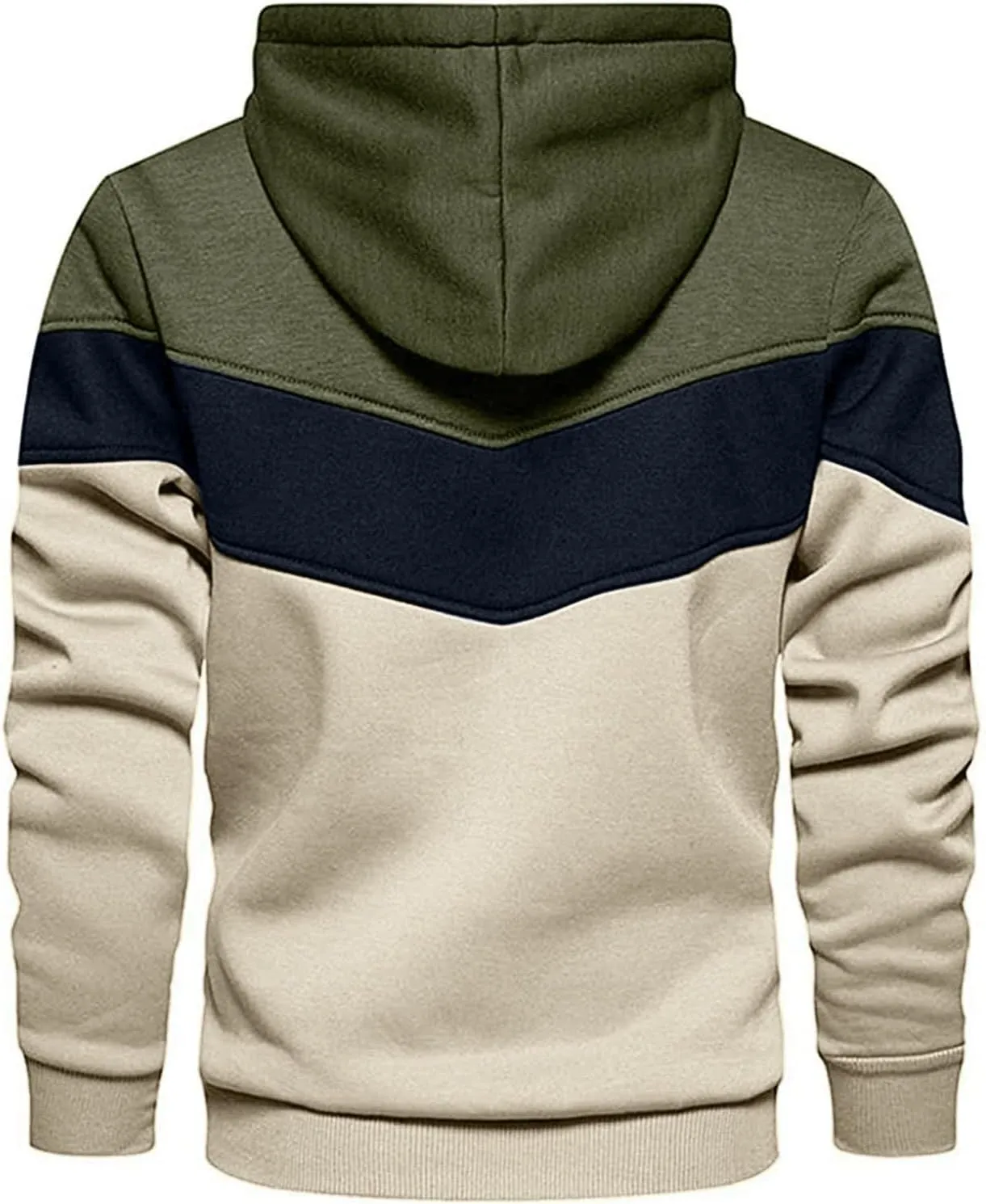 Men Sweatshirt Contrast Color Comfy Hoodies Patchwork Long Sleeve Hooded Pullover Casual Street Sport Tops