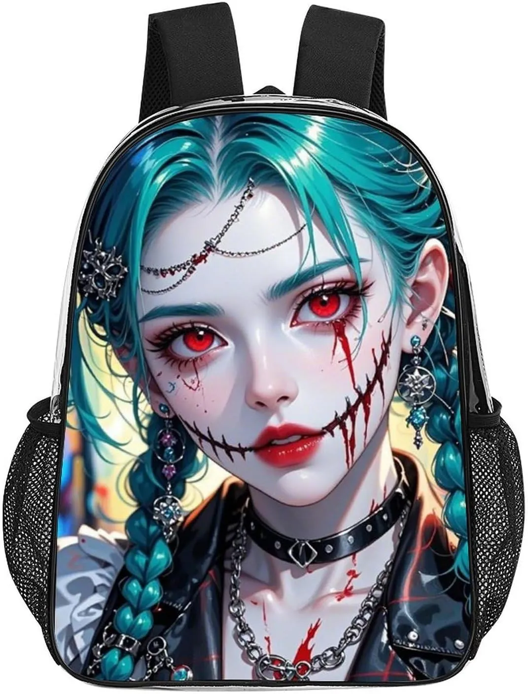 Men Women Transparent Beautiful Gothic Women Neon Art Daypack Big Capacity Shoulder Bag With Adjustable Shoulder Straps for Camping Travel Walking Cycling
