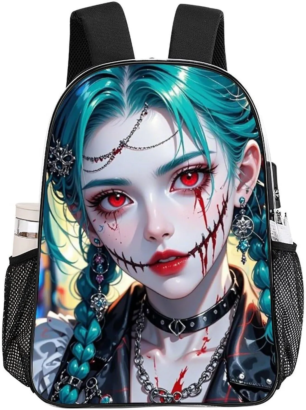 Men Women Transparent Beautiful Gothic Women Neon Art Daypack Big Capacity Shoulder Bag With Adjustable Shoulder Straps for Camping Travel Walking Cycling