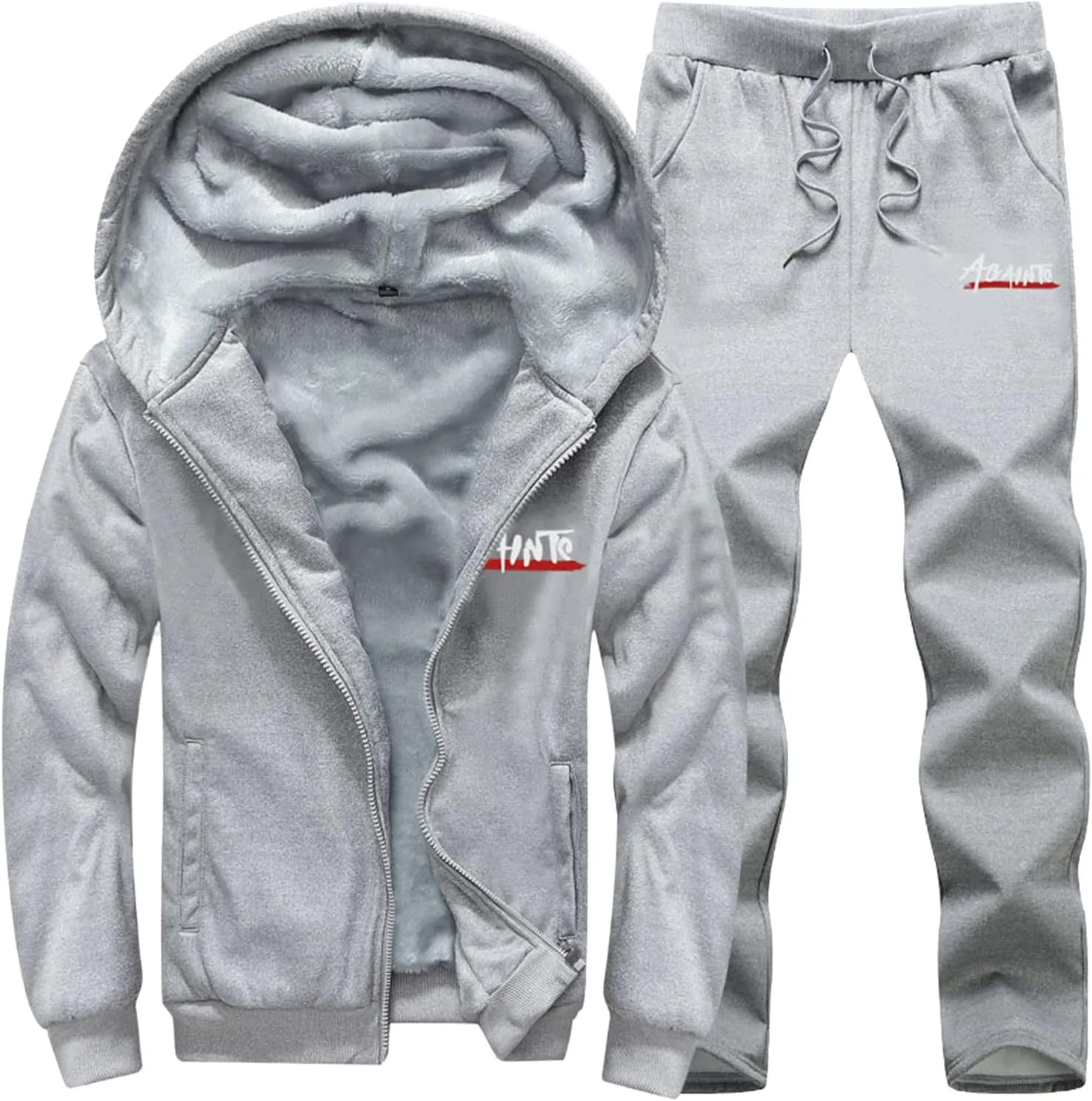 Mens 2 Piece Jogger Set Two Piece Suit Fashion Patchwork Stitching Hooded Sweater Full-Zip Long Sleeve Sweatsuit Zip