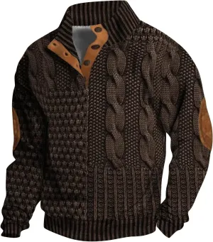 Men's Corduroy Long-Sleeved Sweatshirt Sweater Sweater with Elbow Patches Hunting Sweatshirt Mens Quilted Mens