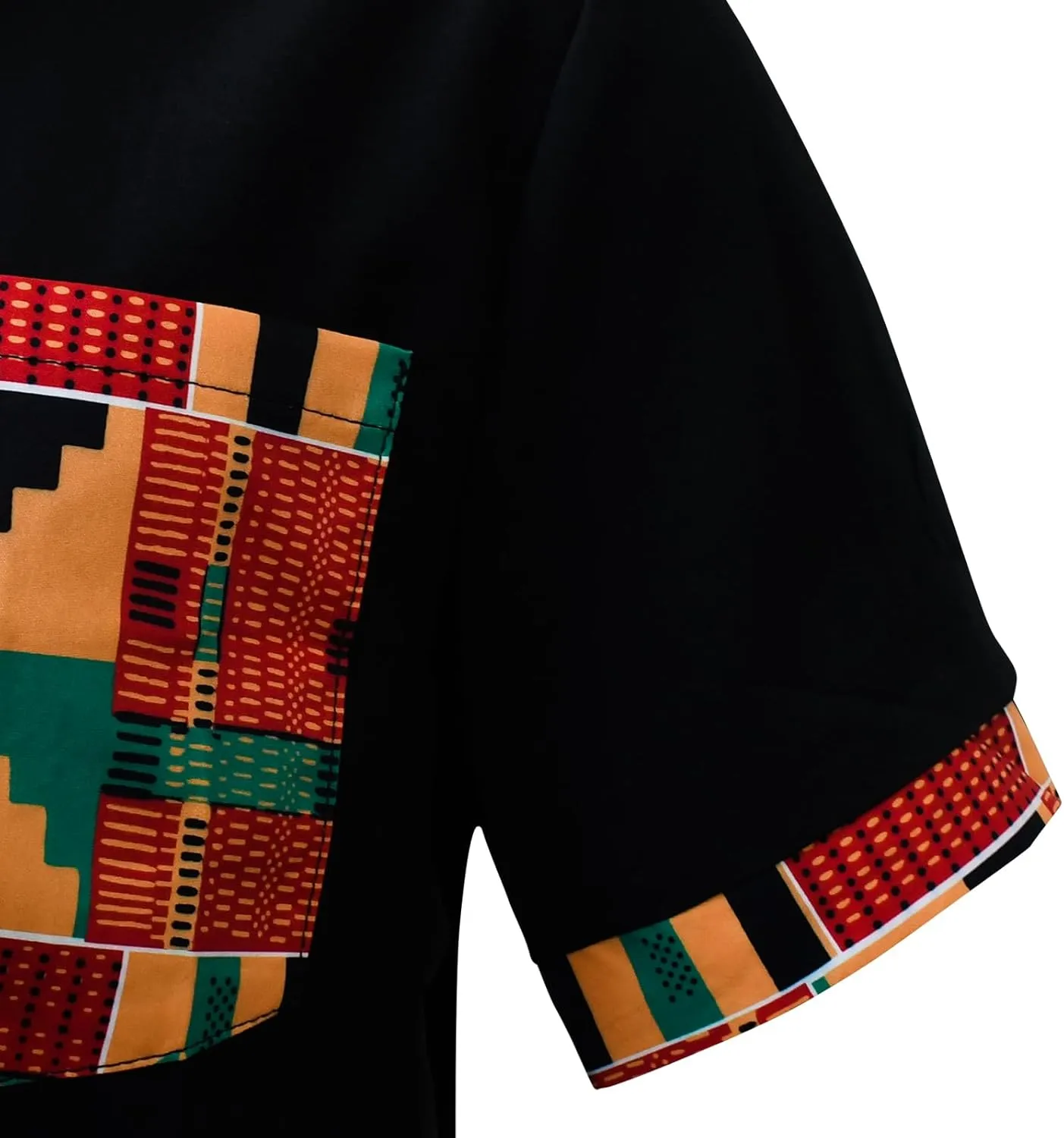 Men's Hipster African Printed Tribal Graphic Patchwork Design Short Sleeve Button up Shirt Mandarin Collar Shirts