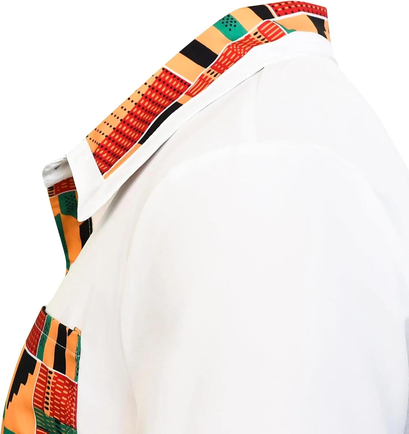 Men's Hipster African Printed Tribal Graphic Patchwork Design Short Sleeve Button up Shirt Mandarin Collar Shirts