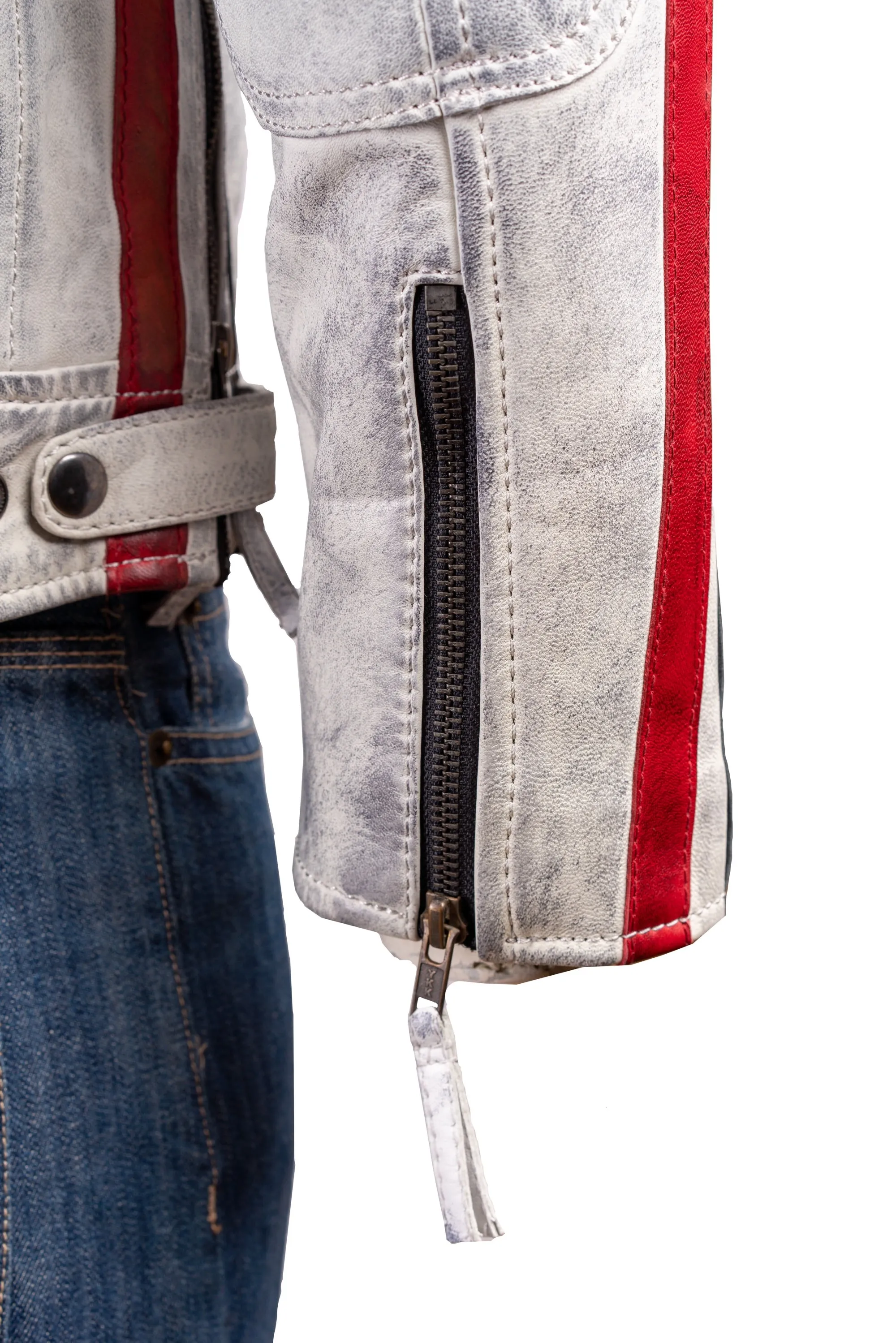 Men's Nappa Racing Biker Style Leather Jacket: Paolo