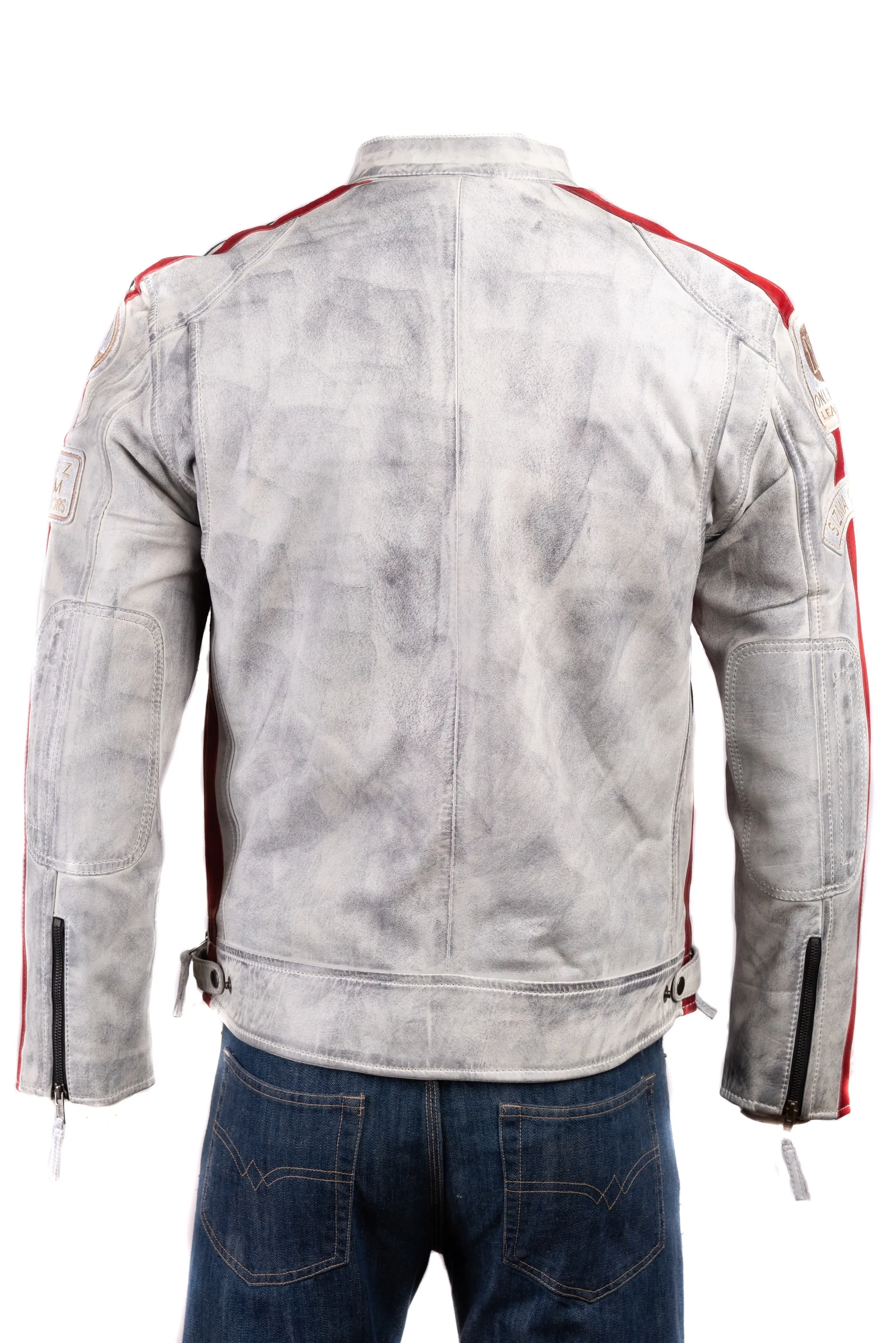Men's Nappa Racing Biker Style Leather Jacket: Paolo