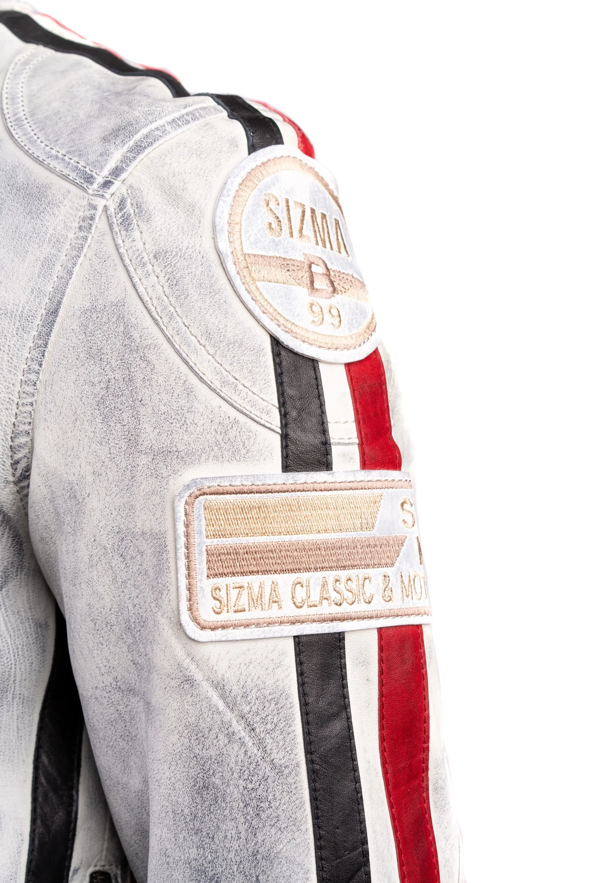 Men's Nappa Racing Biker Style Leather Jacket: Paolo