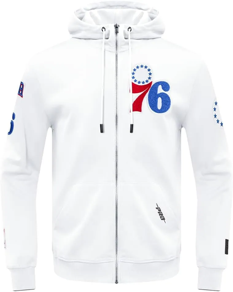 Mens NBA Classic Chenille Cotton Double Knit Full Zip Hoodie