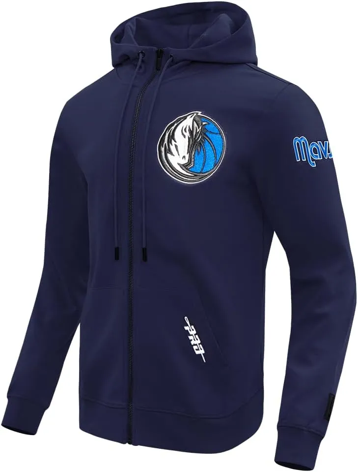 Mens NBA Classic Chenille Cotton Double Knit Full Zip Hoodie