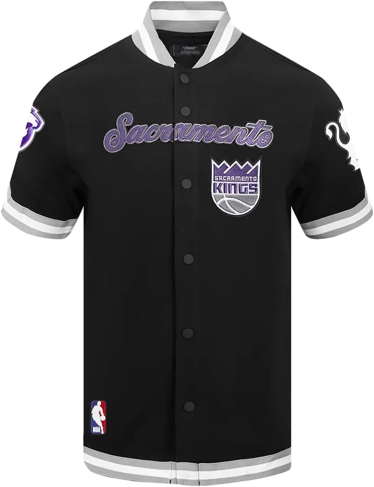 Mens NBA Sacramento Kings Classic Chenille Button Down Black/Gray 3XL