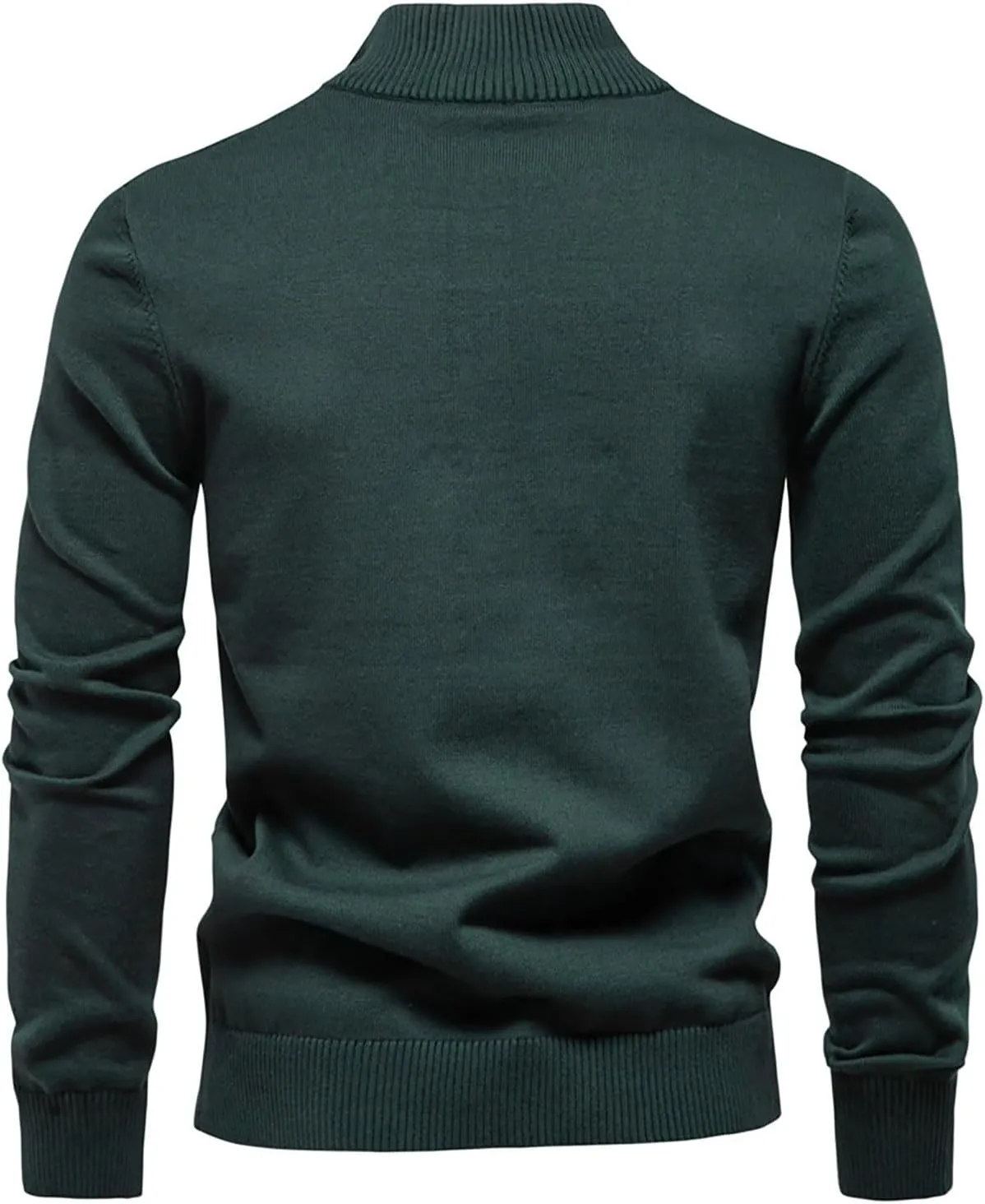 Mens Quarter Zip Sweater Striped Print Turtleneck Pullover Sweater Winter Long Sleeve Business Casual Knit Polo Shirt