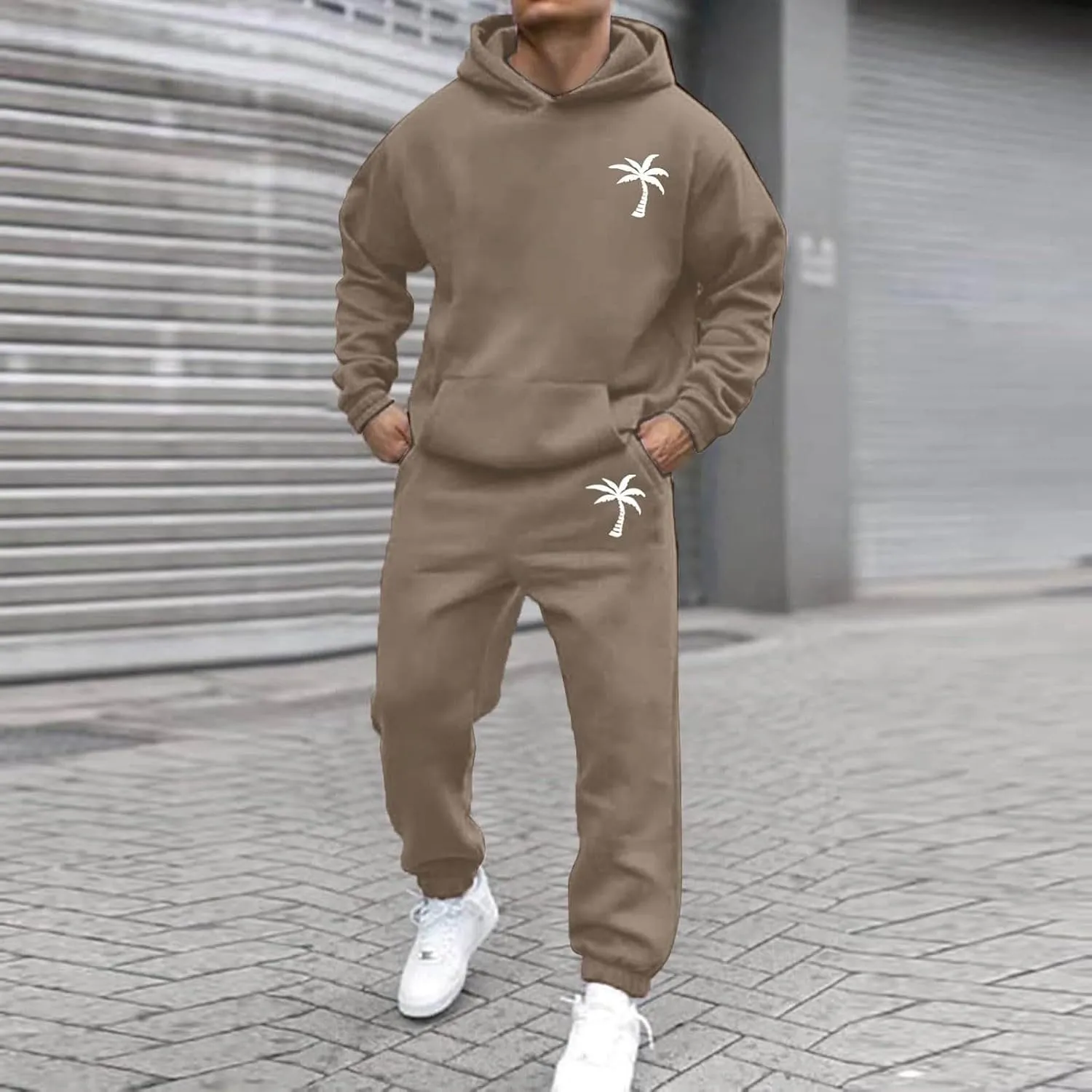 Mens Tracksuit 2 Pieces Set Long Sleeve Hoodie Sweatsuit Pullover Athletic Jogging Suits Casual Outfit with Pockets