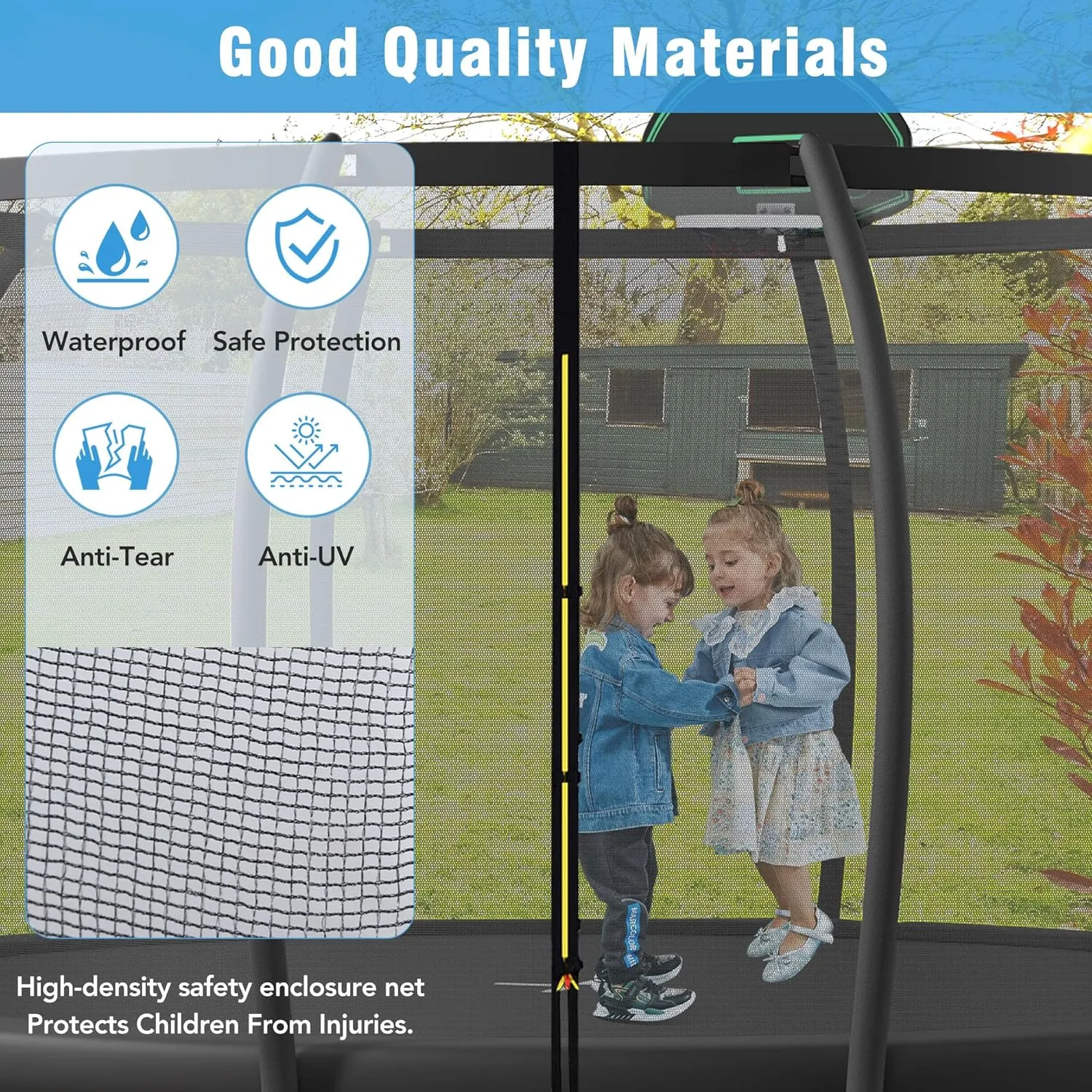 Merax Outdoor Trampoline 12FT 14FT 15FT 16FT Trampoline for Kids and Adults with Basketball Hoop, Enclosure Net & Ladder, 1500LBS ASTM Approval Outdoor Recreational Trampolines