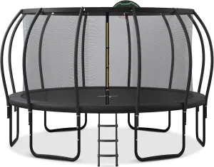 Merax Outdoor Trampoline 12FT 14FT 15FT 16FT Trampoline for Kids and Adults with Basketball Hoop, Enclosure Net & Ladder, 1500LBS ASTM Approval Outdoor Recreational Trampolines