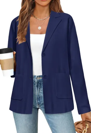 MEROKEETY Women's 2024 Fall Long Sleeve Cardigan Button Lapel Casual Open Front Knit Sweater Jacket