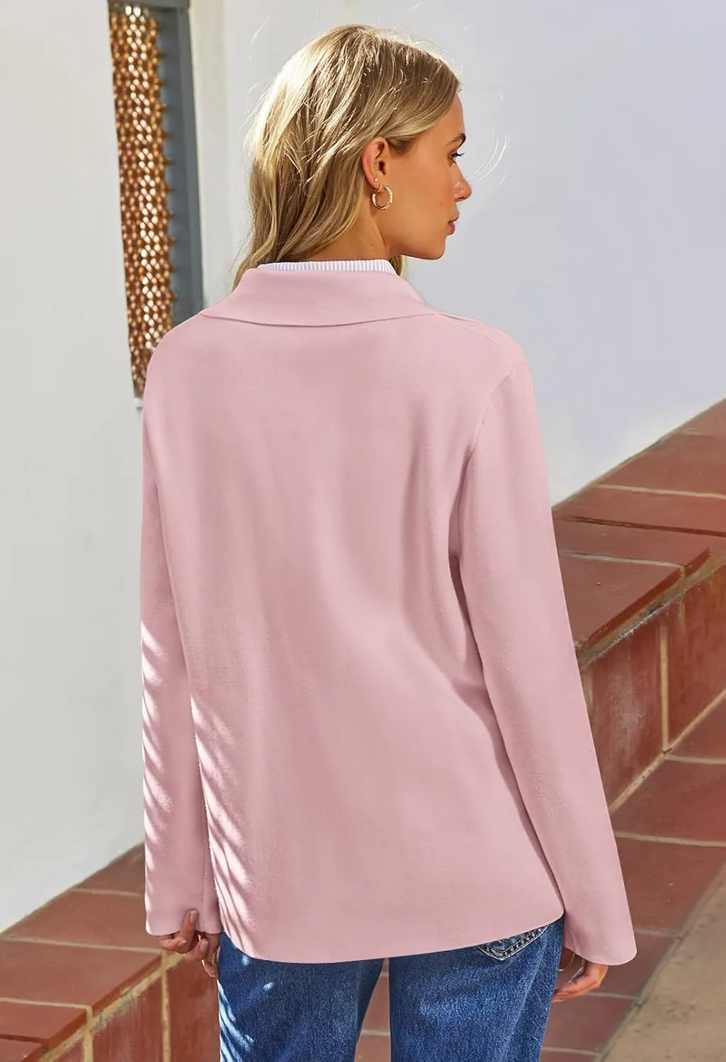 MEROKEETY Women's 2024 Fall Long Sleeve Cardigan Button Lapel Casual Open Front Knit Sweater Jacket