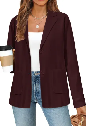 MEROKEETY Women's 2024 Fall Long Sleeve Cardigan Button Lapel Casual Open Front Knit Sweater Jacket