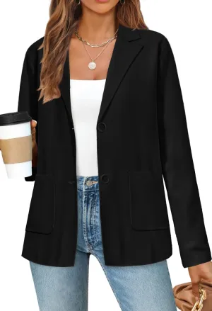 MEROKEETY Women's 2024 Fall Long Sleeve Cardigan Button Lapel Casual Open Front Knit Sweater Jacket