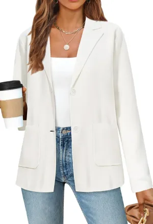 MEROKEETY Women's 2024 Fall Long Sleeve Cardigan Button Lapel Casual Open Front Knit Sweater Jacket