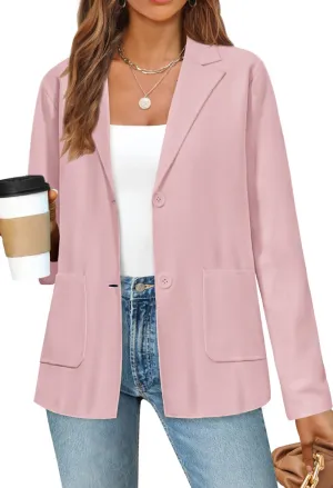 MEROKEETY Women's 2024 Fall Long Sleeve Cardigan Button Lapel Casual Open Front Knit Sweater Jacket