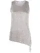 metallic asymmetric tasseled top