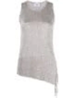 metallic asymmetric tasseled top