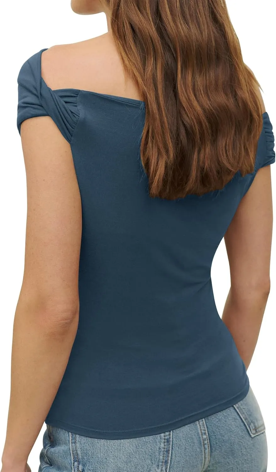 Micoson Womens Off The Shoulder Tops Boat Neck Twist Sleeveless Shirts Going Out Top Slim Fit Summer T-Shirt Y2K Clothing