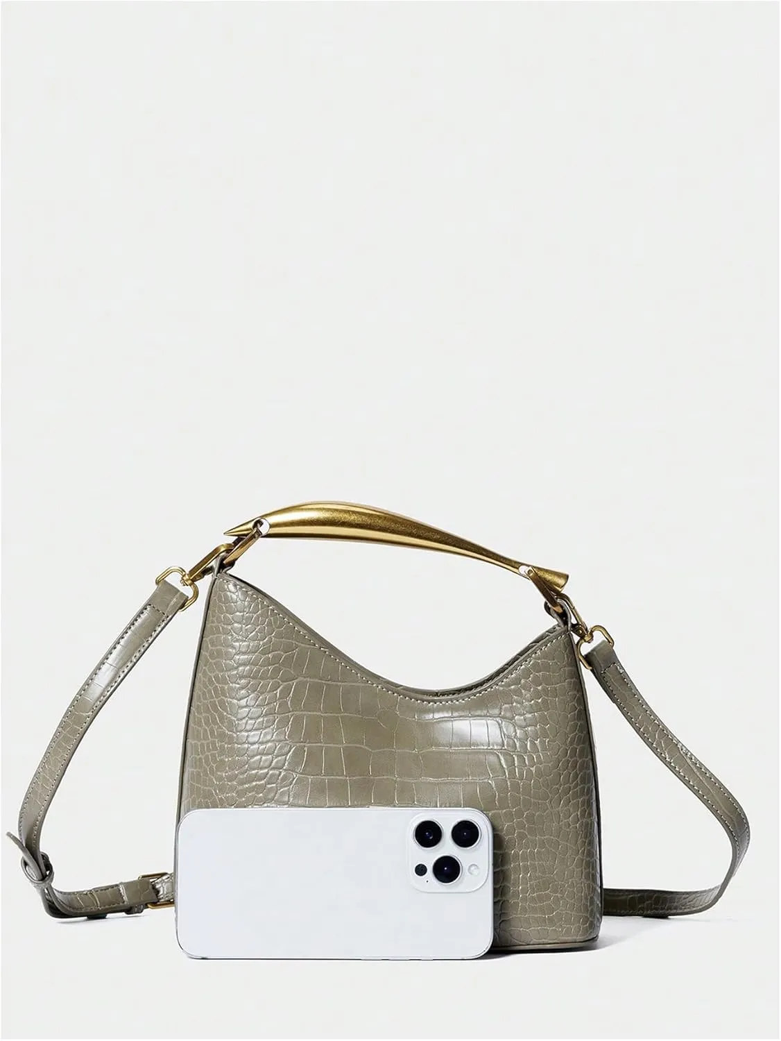 Milumia Women‘s Crocodile Print Top Handle Satchel Handbags Asymmetrical Shoulder Bags