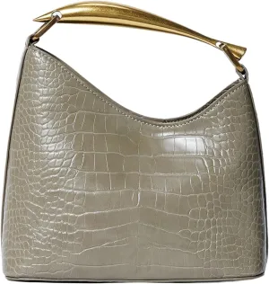 Milumia Women‘s Crocodile Print Top Handle Satchel Handbags Asymmetrical Shoulder Bags