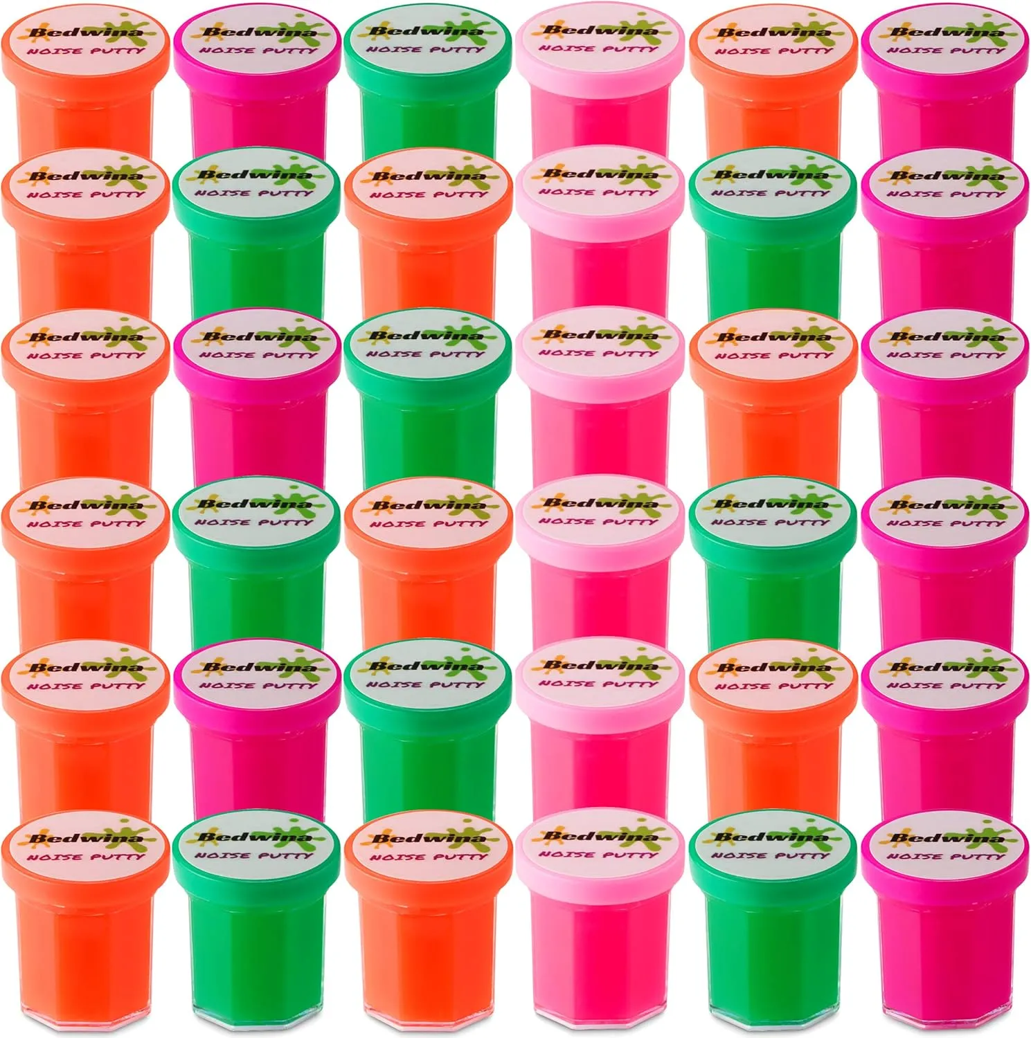 Mini Noise Putty Slime - (Pack of 48) Slime Party Favors Sludge for Kids All Ages, Boys & Girls, Bulk Neon Silly Noise Putty for Goodie Bag Party Supplies, Stocking Stuffers