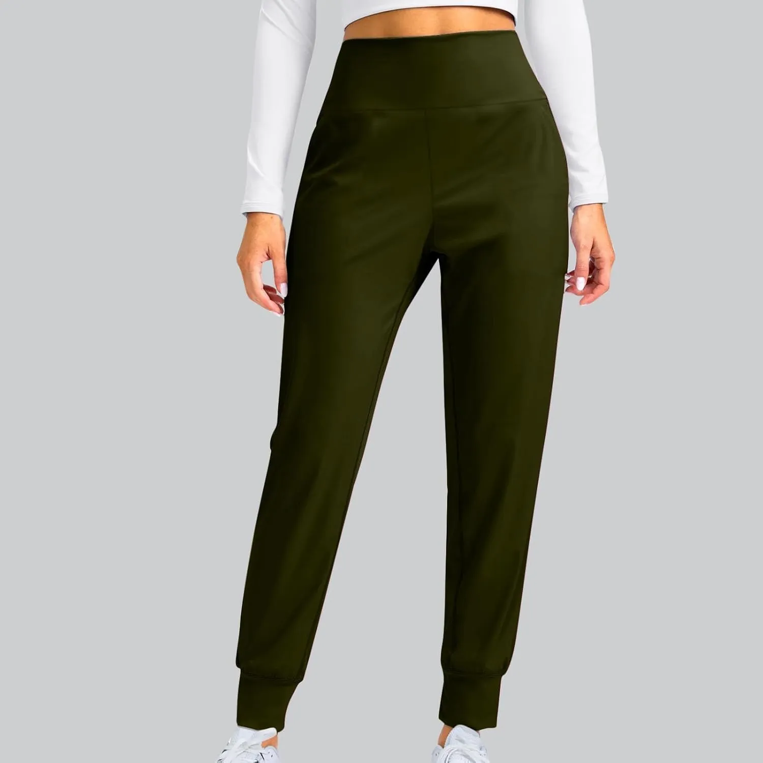 Miyaomn Casual Yoga Joggers for Women High Waisted Athletic Workout Sweatpants Tapered Active Comfy Lounge Pants with Pockets