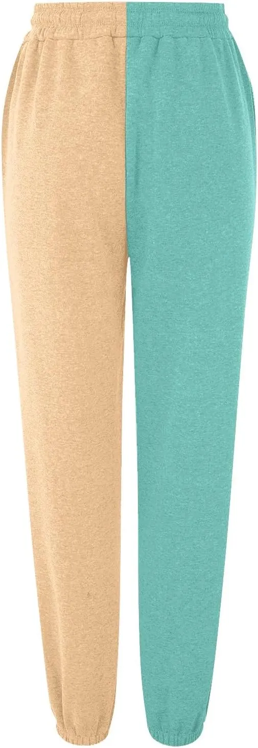 Miyaomn Women's Joggers Pants Fall Fashion Running Sweatpants with Pockets Athletic Patchwork Casual Pants for Workout Lounge
