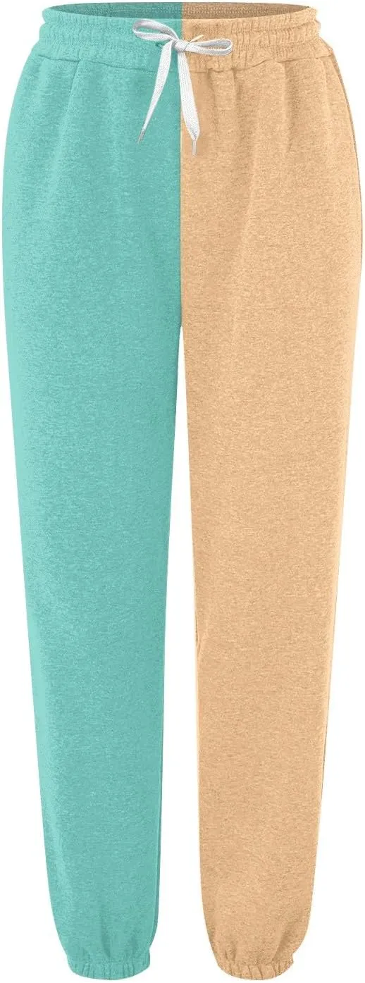 Miyaomn Women's Joggers Pants Fall Fashion Running Sweatpants with Pockets Athletic Patchwork Casual Pants for Workout Lounge