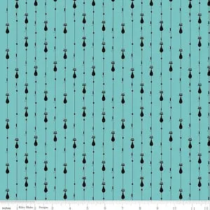 Mod Meow Aqua - Cotton Print