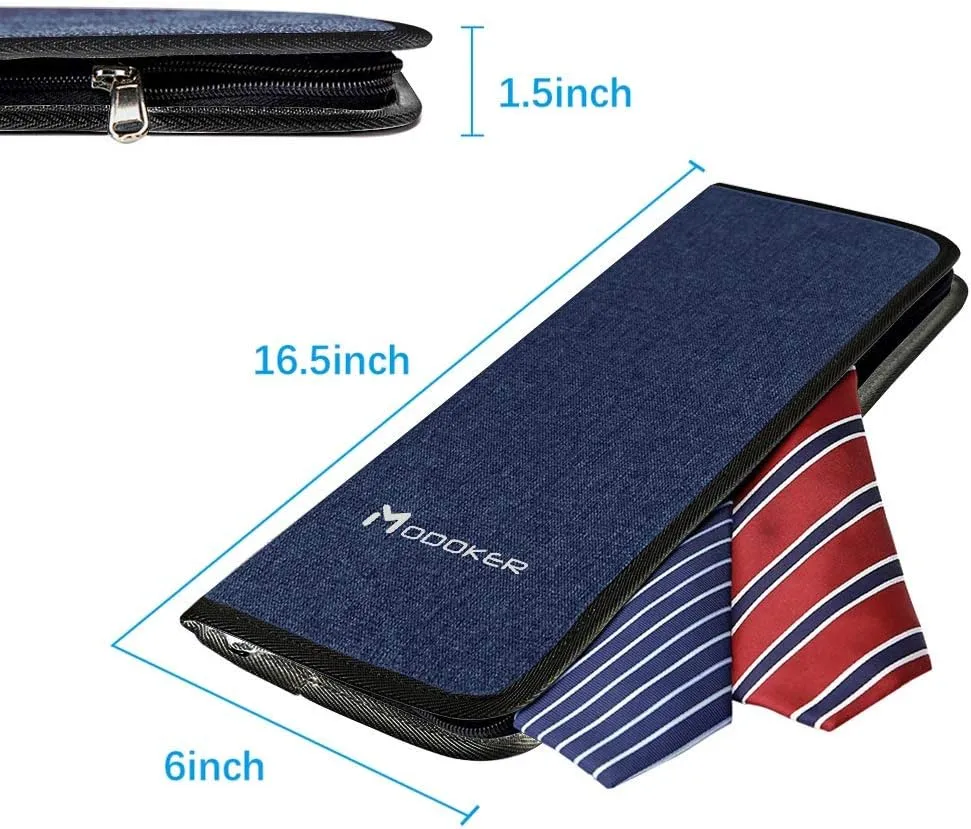 Modoker Mens Gift Tie Case for Travel Necktie Carrier Organizer Bag Storage Cufflinks and Suit Accessories