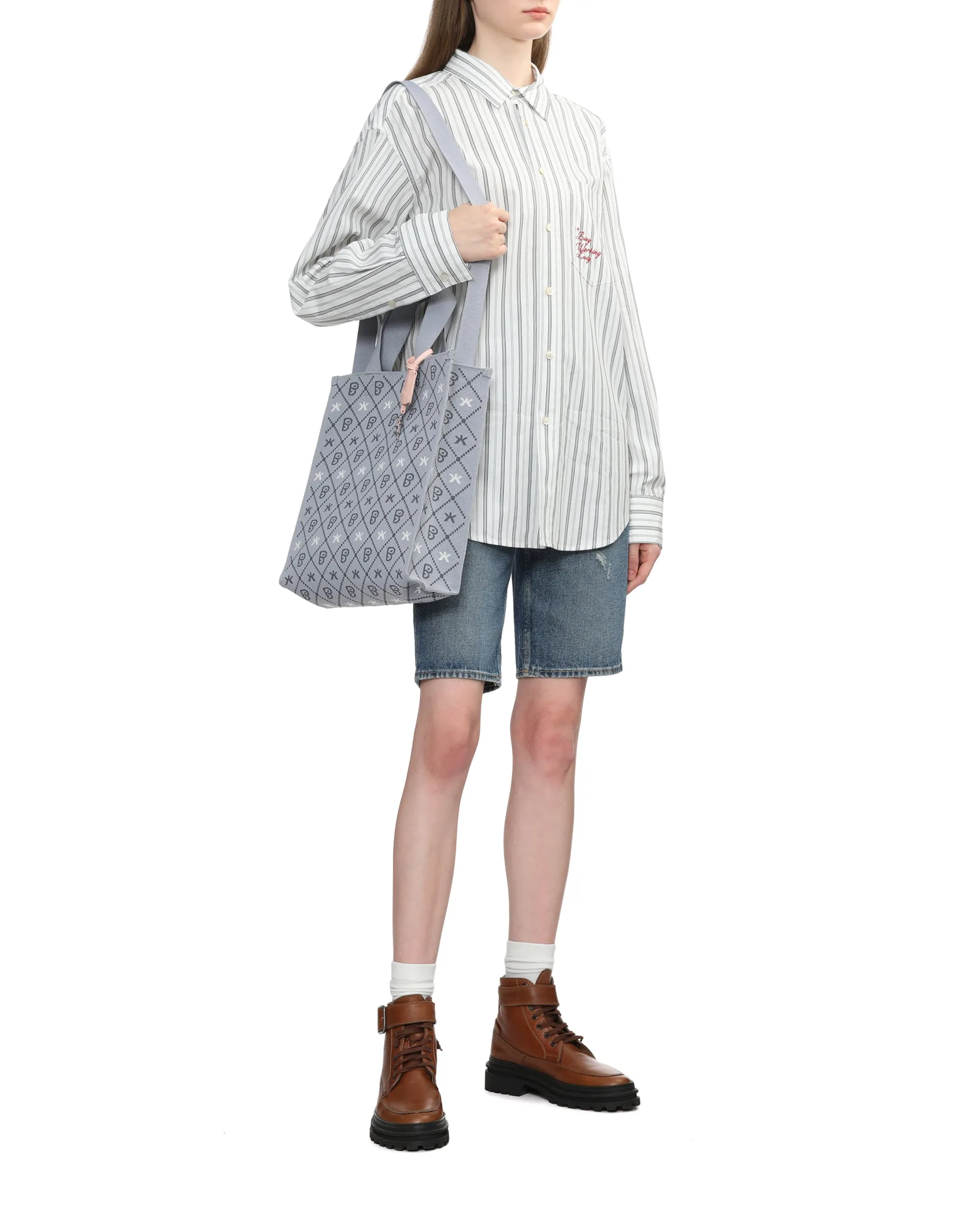 Monogram knit shopper bag