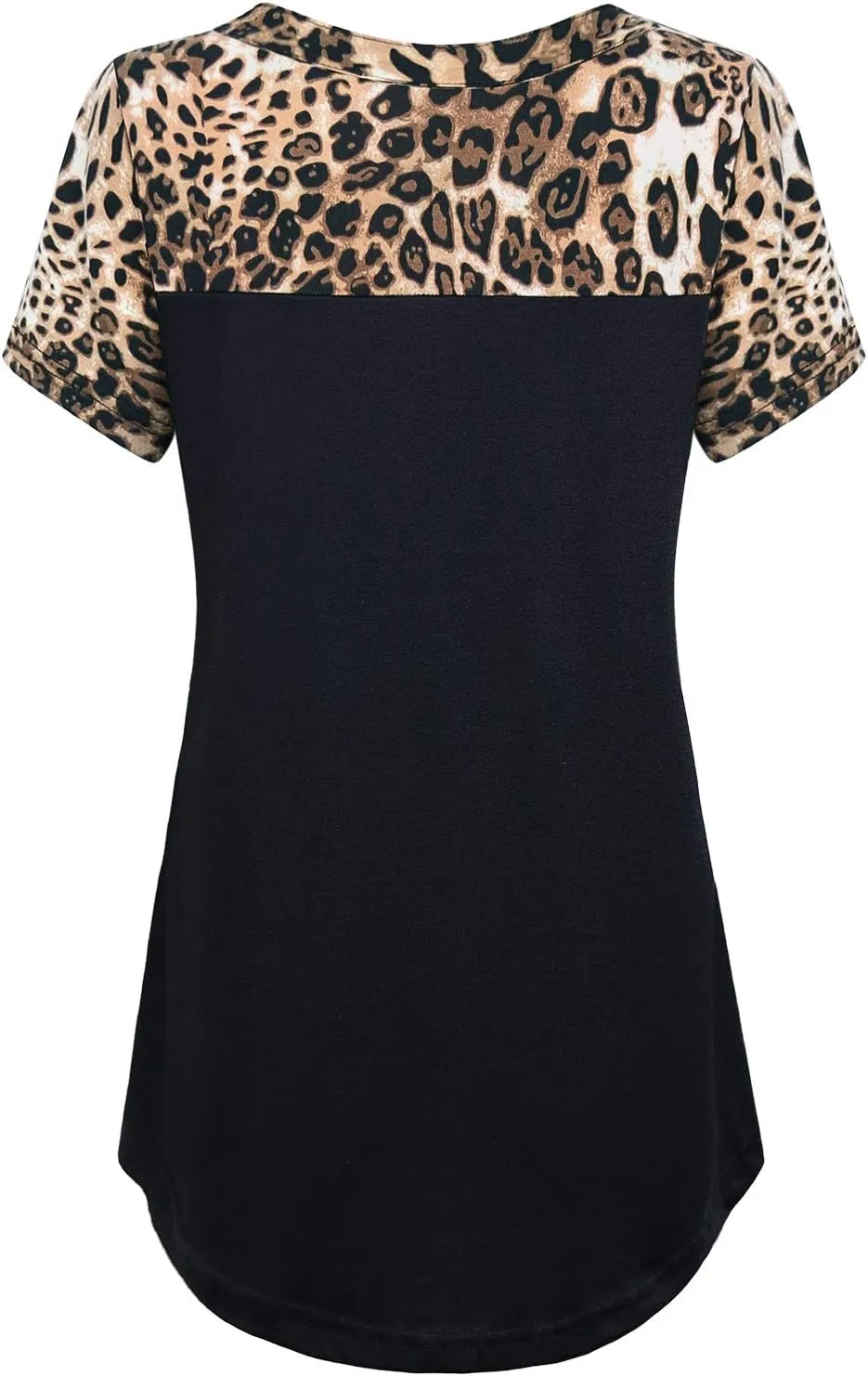 MOQIVGI Womens Short Sleeve Vneck Hi Low Hem Patchwork Tops with Pocket