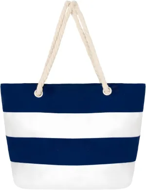 Muka Women Striped Canvas Tote Shoulder Beach Bag with Inner Zipper Pocket and Rope Handle for Travel, Shopping