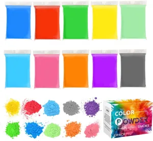 Multicolor Color Powder Packets 100Gram Bags of Color Smoke Bombs individual Packets of 10 Color Powders for Gender Reveals, Fun Runs, Color Wars, Marathon, Rangoli Photoshoot Party & Festival