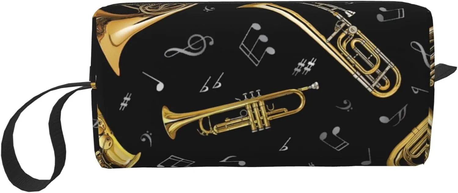 Musical Instruments print Cosmetic Makeup Bags Pouch with Zipper Makeup Bag Travel Cosmetic Bags,Travel Toiletry Case